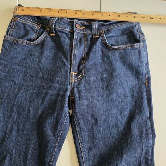 Nudie Jeans Co Thin Finn Dry Ecru Embo Jeans Mens 33(29) x 34(28) Preppy HEMMED - Picture 4 of 16